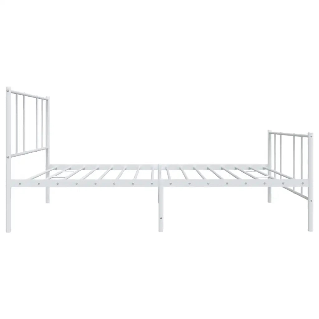 Letto singolo | Letto per adulti | Giroletto con Testiera e Pediera Metallo Bianco 80x200 cm