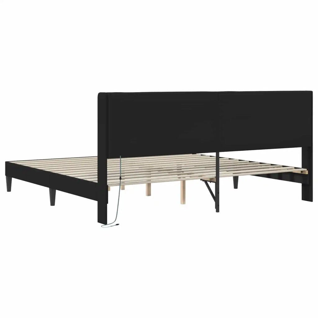 Struttura del letto con strisce LED Nero 200 x200 cm Similpelle 42027991