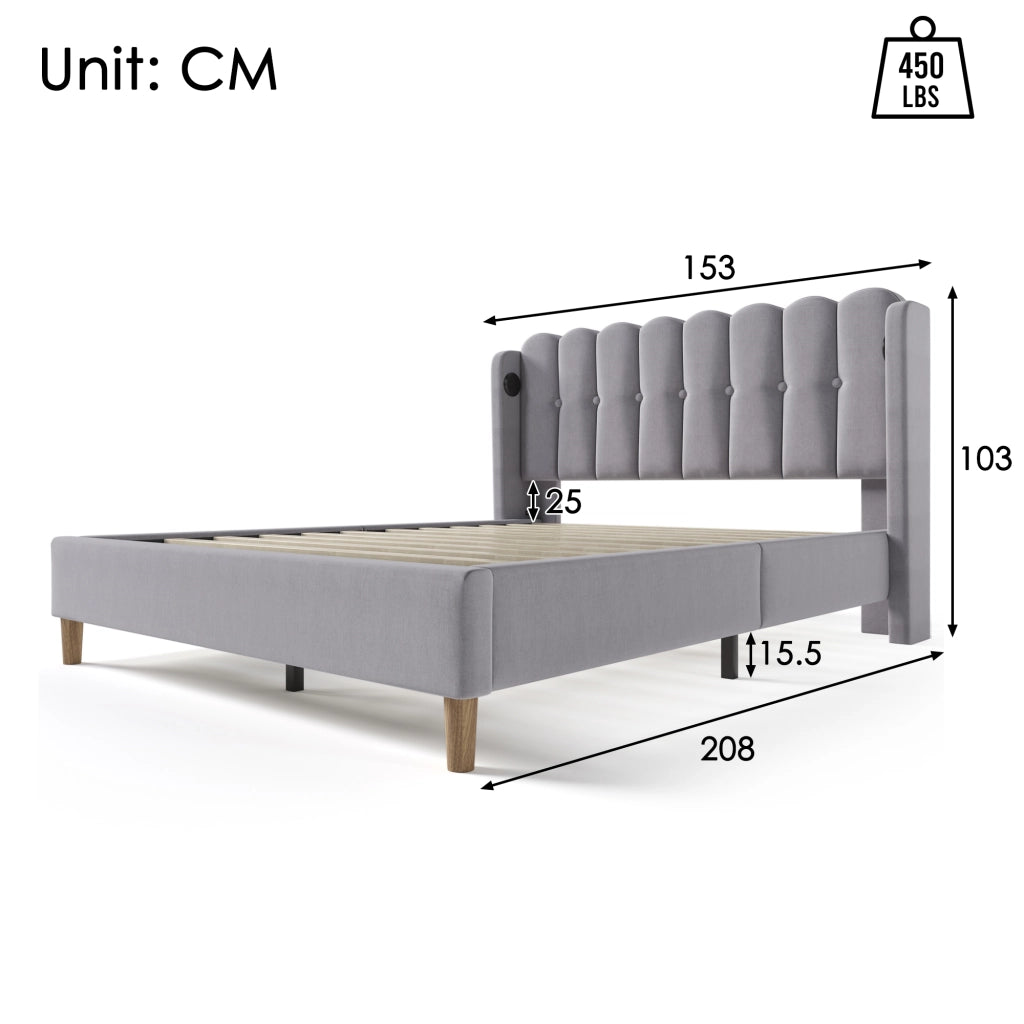 letto imbottito lino grigio 140 x 200 cm