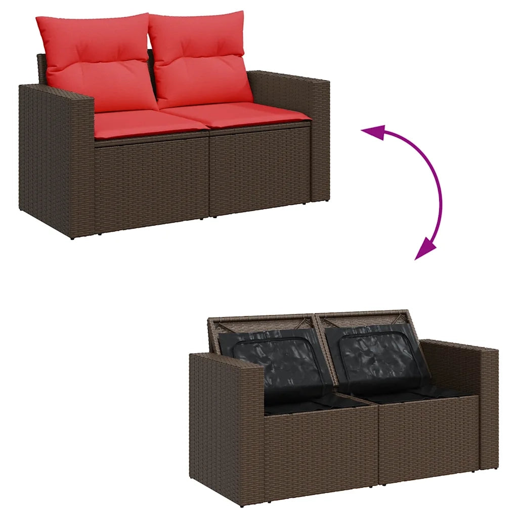 Set Divani Giardino 8 pz con Cuscini Marrone Polyrattan Acacia 3326365