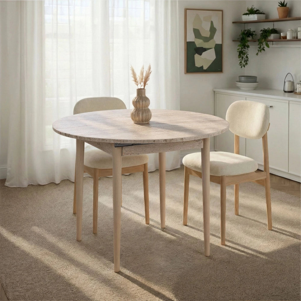 Tavolo da pranzo allungabile in legno "Viona" 100 x 100 x 75 cm - Travertino