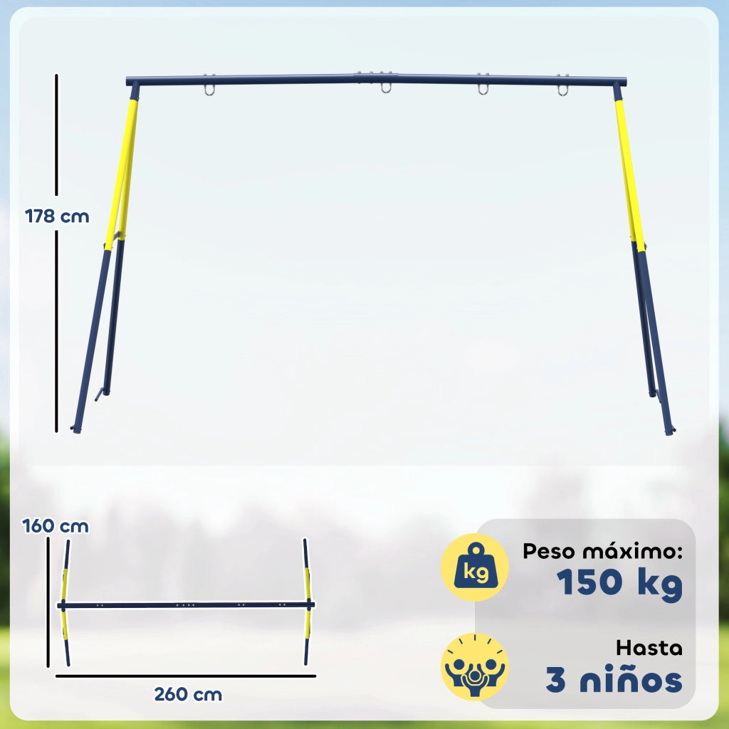 Altalena da Giardino Metallo per Bambini 2 Posti ¨C Xylo ¨C Blu Carico 150kg