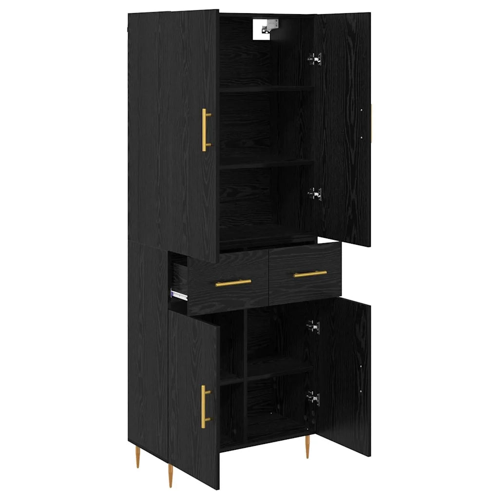 Credenza-Buffet-Armadio da cucina Rovere Nero 69,5 x 34 x 180 cm Legno multistrato 697117