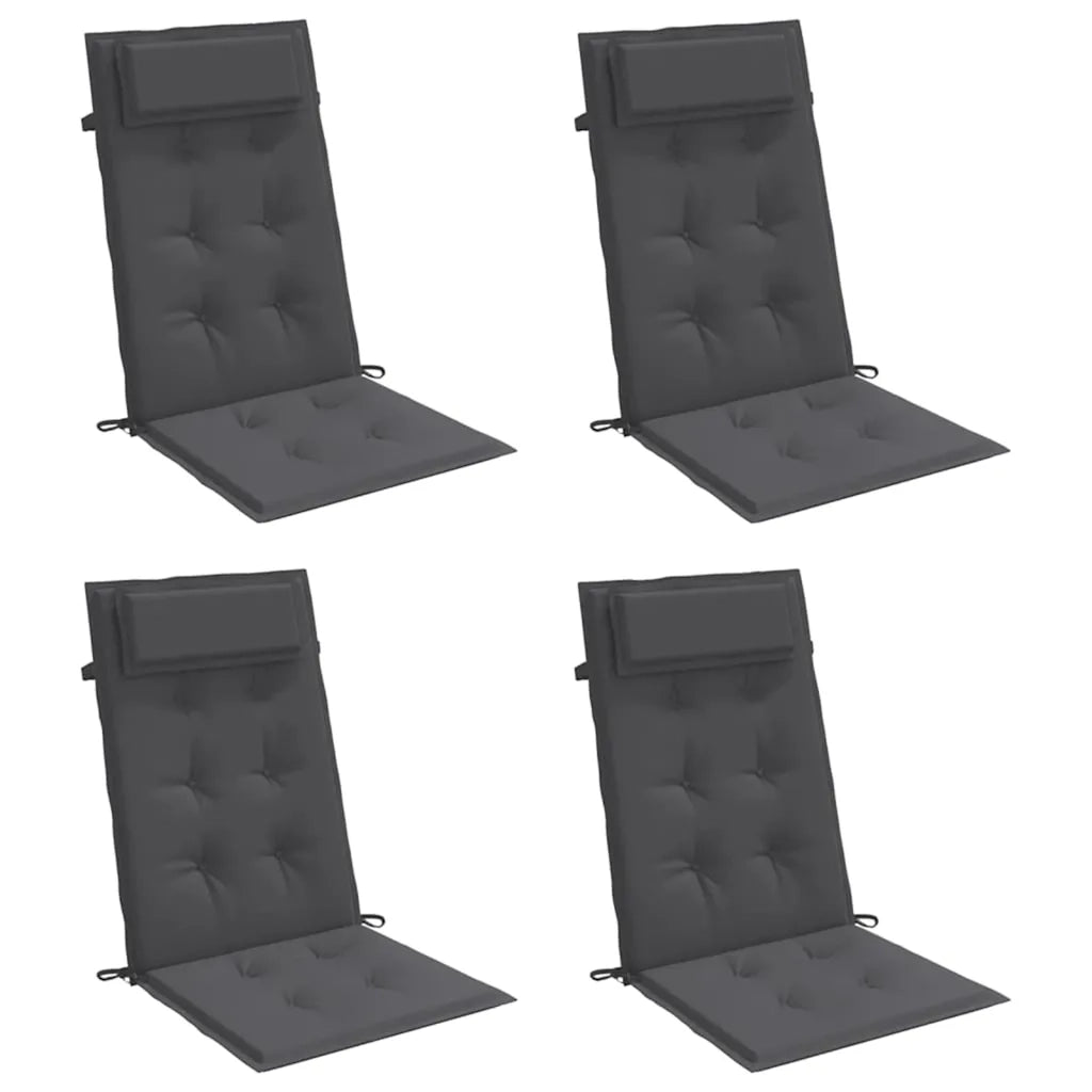 Cuscini per Sedia Schienale Alto 4 pz | Cuscini per sedie Antracite Tessuto Oxford