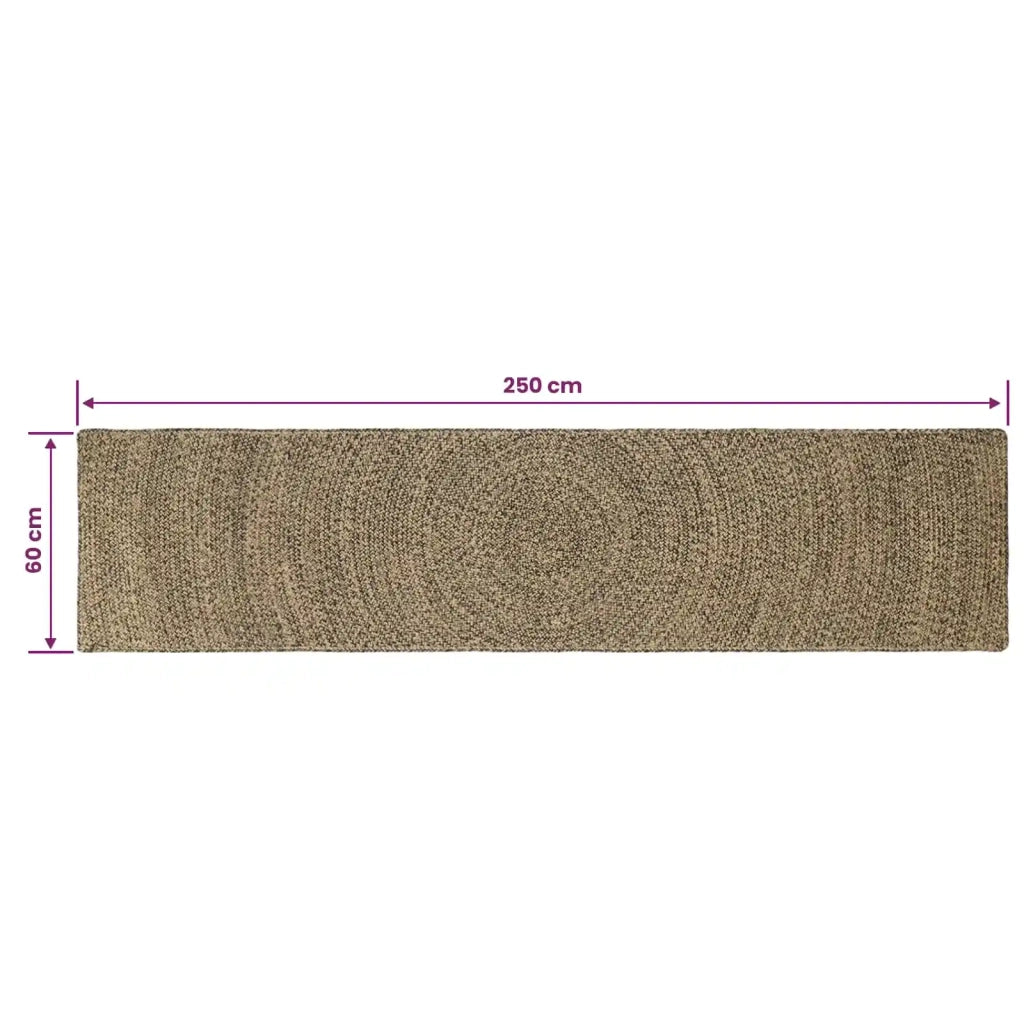 Tappeto Naturale e Nero 60 x 250 cm Juta 42010615