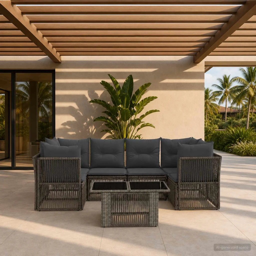 Set Divano da Giardino 7 pz Grigio polyrattan 3436424