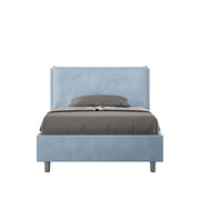 BS COM Letto una piazza e mezza contenitore imbottito 130x190 microfibra azzurro Large
