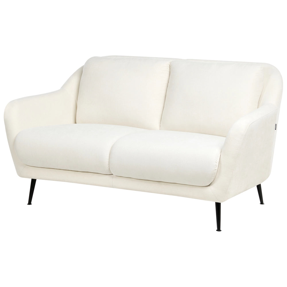 Set di divani a 3 posti tessuto di ciniglia bianco Gambe nere in ferro con braccioli Seduta spessa Stile moderno Soggiorno