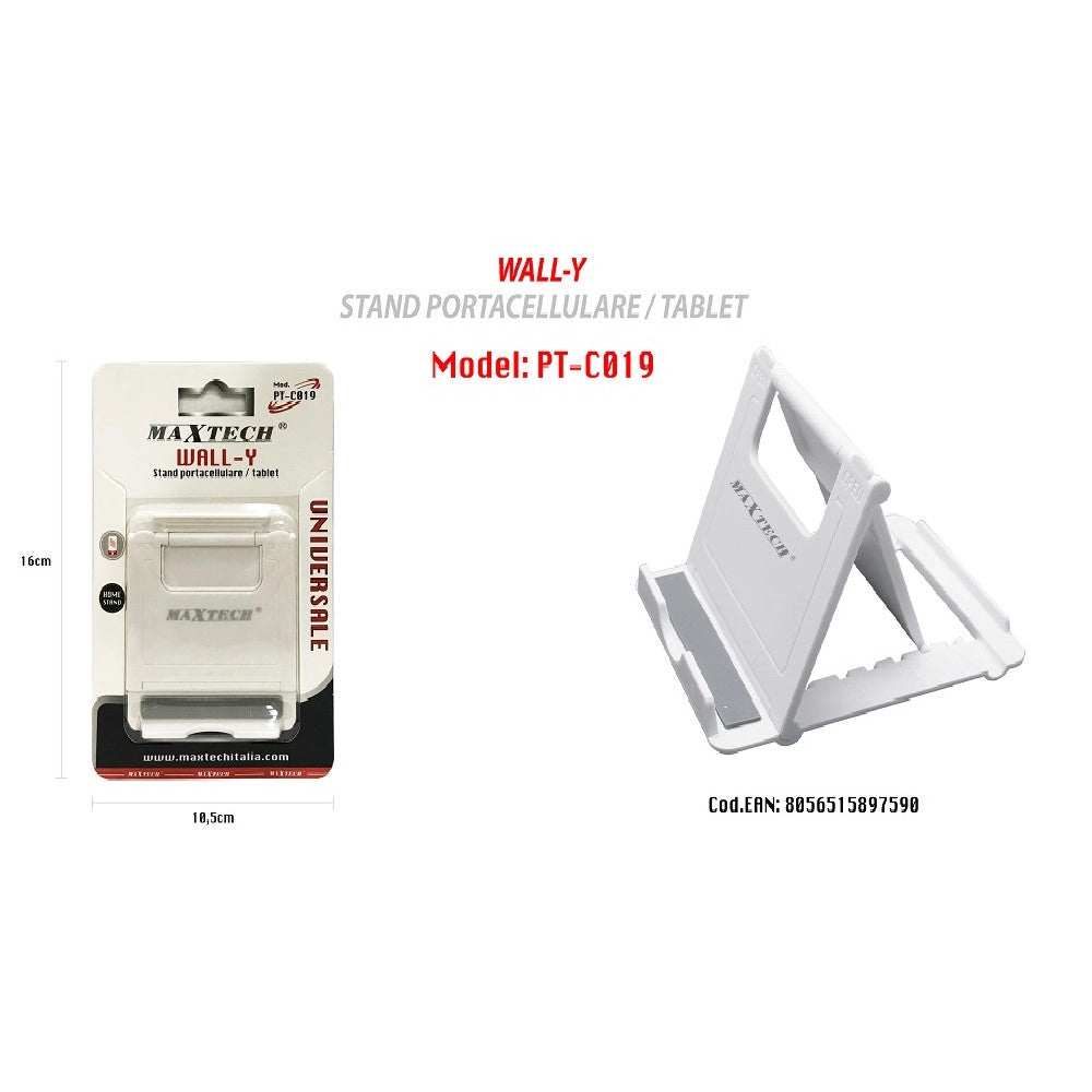 Trade Shop - Portacellulare Stand Cellulari Tablet Supporto Universale Tavolo Maxtech Pt-c019 -