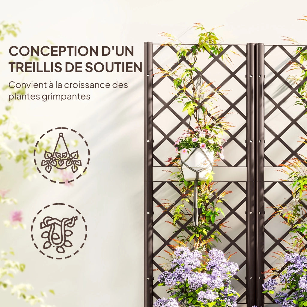 Fioriera con traliccio in legno da giardino - Xylo - 80x40x135 cm marrone