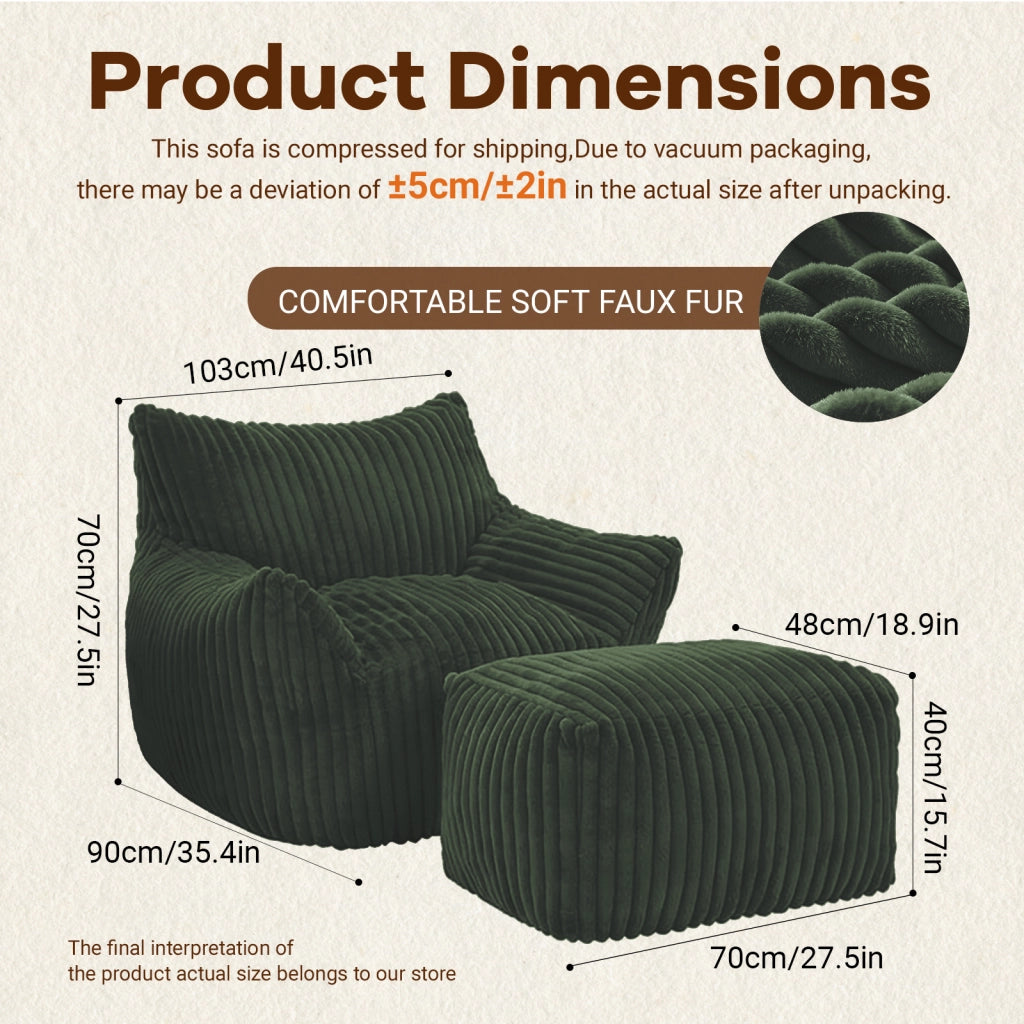POLTRONA Relax con pouf Verde in flanella