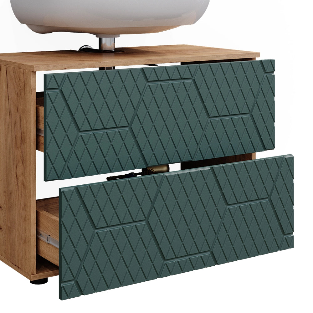 Vicco Set mobili bagno Quercia verde/oro 3 pezzi, con cabinet midi