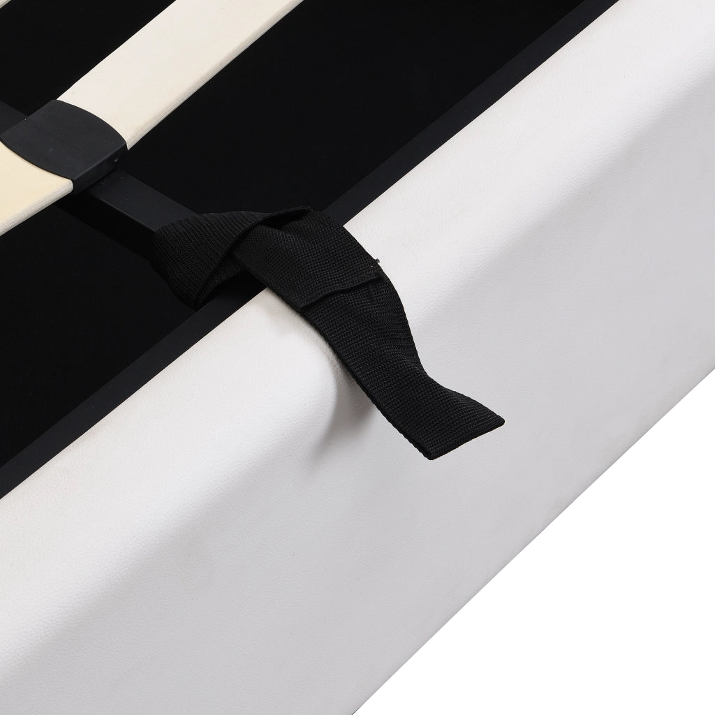 DESMIU Letto contenitore 160 × 200 cm 2 posti con USB, LED, testiera regolabile, senza materasso, in PU bianco