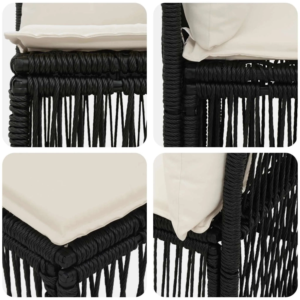 Set Divano da Giardino 3 pz 3-Numero di posti Nero polyrattan 3434176
