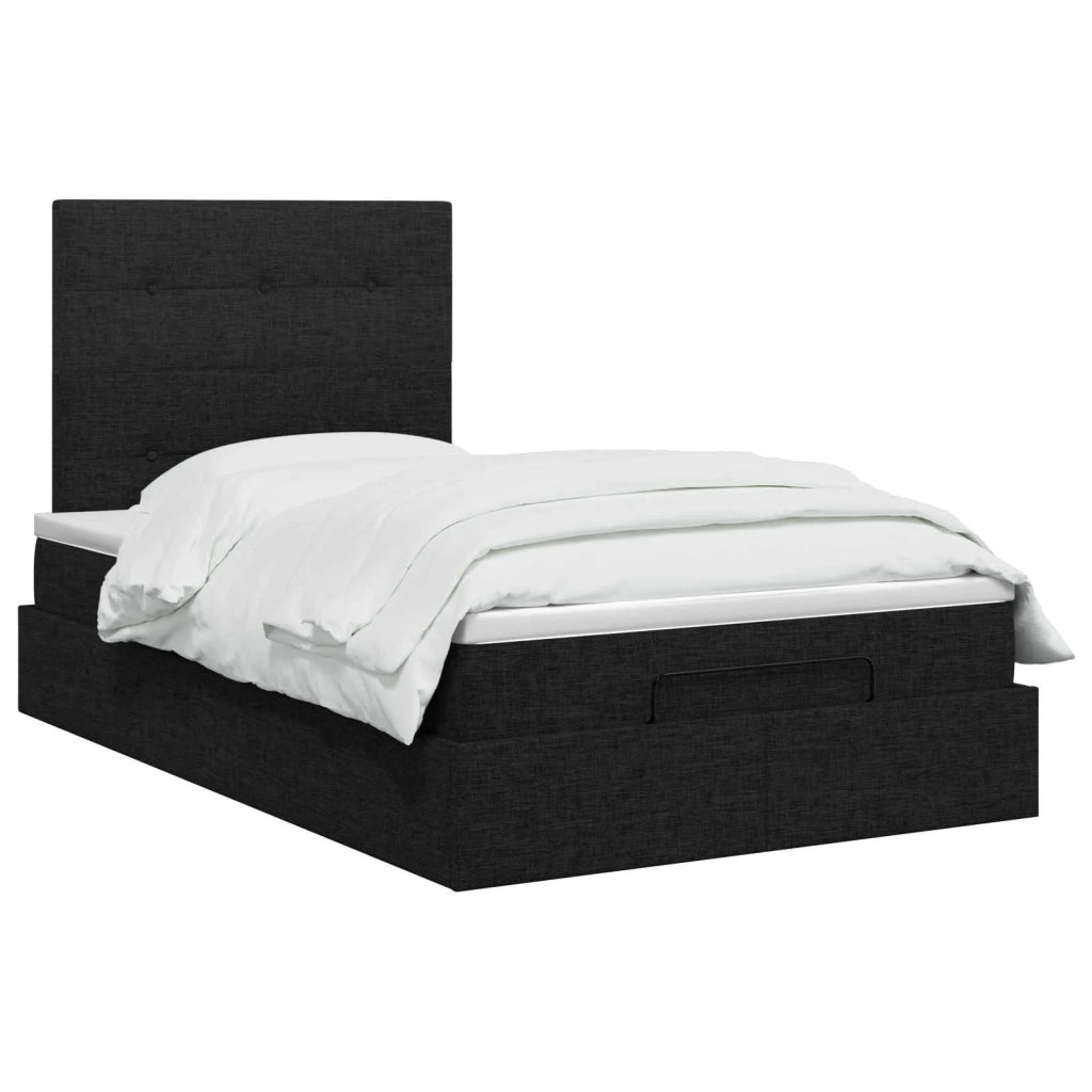 Letto ottomano con materasso Nero 120 x 190 cm Tessuto 3457475