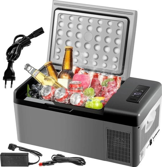 Cassa di Raffreddamento 15L - Cassa di Raffreddamento Elettrica - Mini Frigorifero Portatile - Mini Congelatore Auto Portatile 12/24 Volt - Nero
