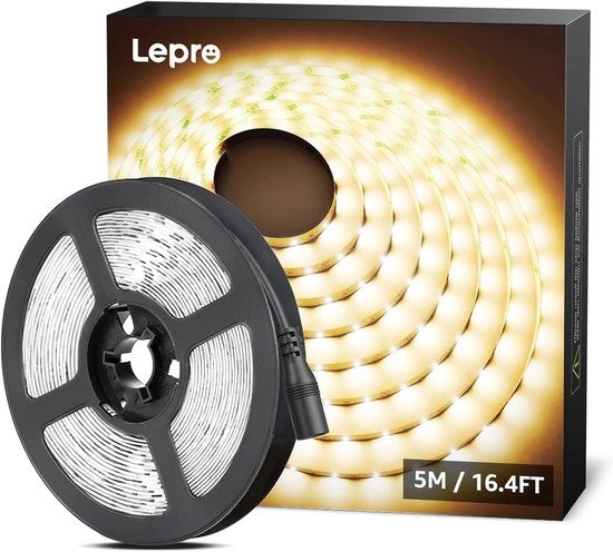 Striscia LED 5M Calda Bianca - Striscia LED Flexibile Autoadesiva per Interni e Esterni - Decorazione per Feste, Natale e TV