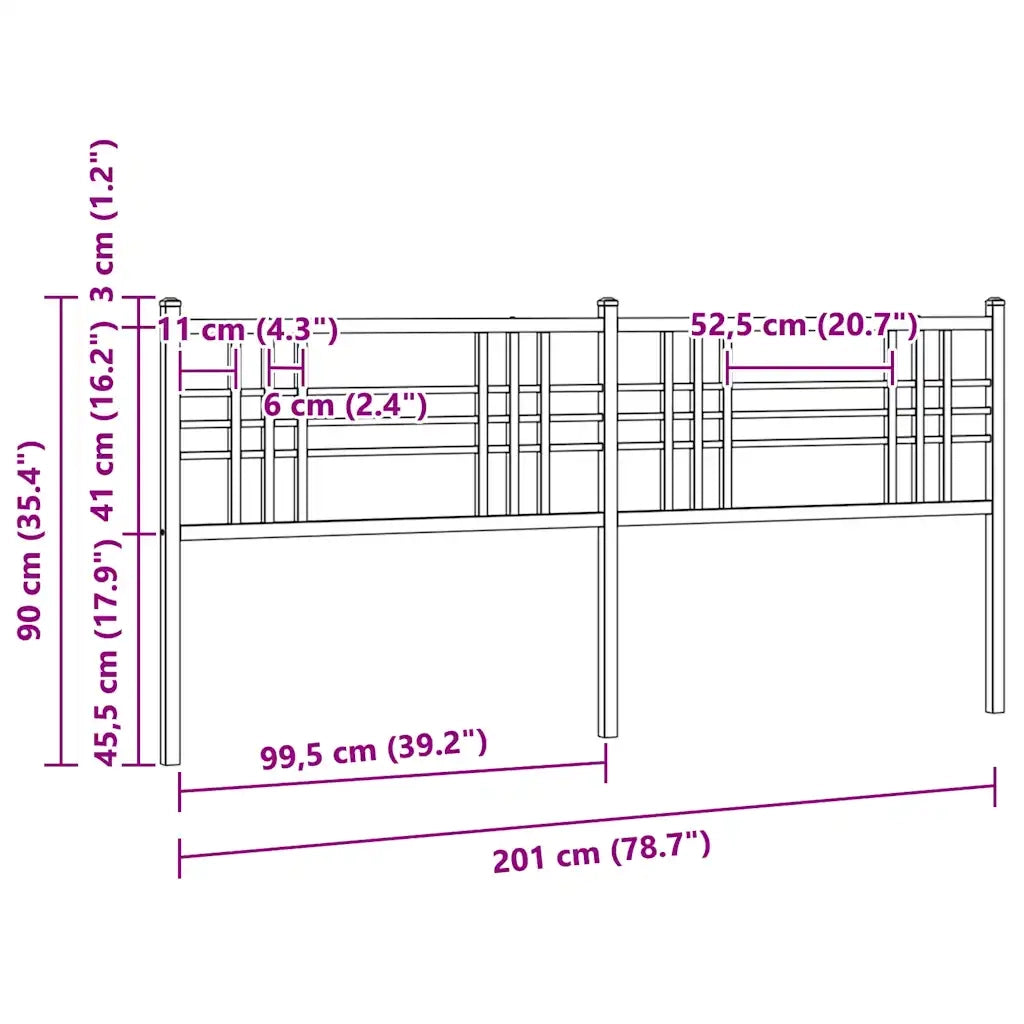 Testiera di Ricambio in Metallo Nero 200 cm 376362