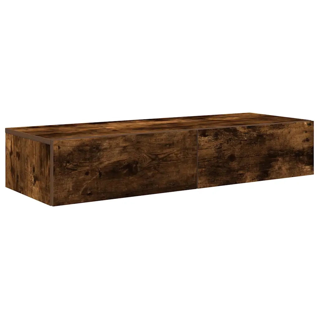 Scaffale a Parete con Cassetti Fumo 100x36x19 cm in Truciolato 859990