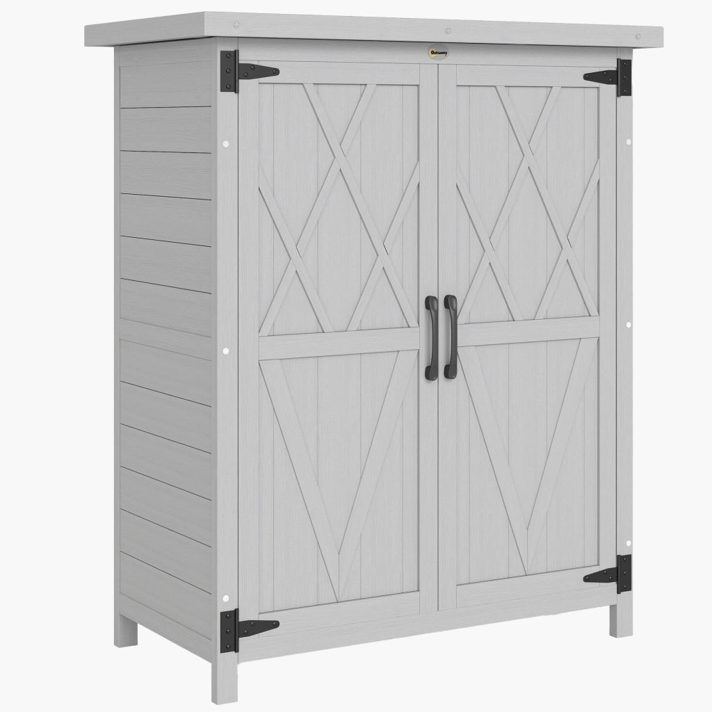 Armadio da giardino 3 ripiani 2 ante ¨C Xylo ¨C legno massello grigio 75x40x90 cm