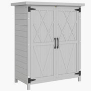 Armadio da giardino 3 ripiani 2 ante ¨C Xylo ¨C legno massello grigio 75x40x90 cm
