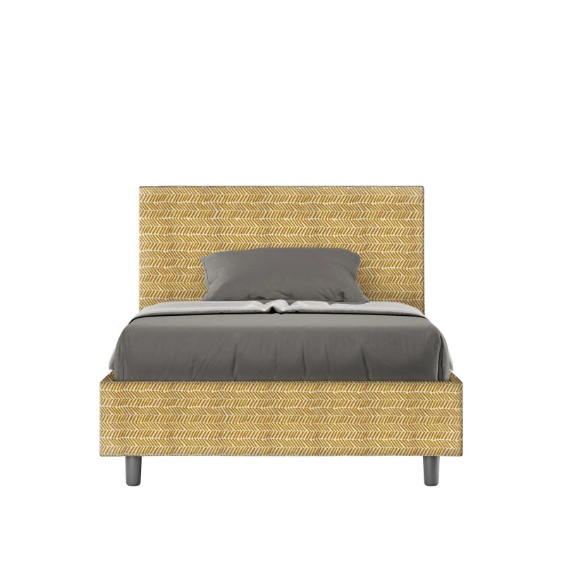 Letto imbottito 1 piazza e mezza 120x210 cm tessuto Aragona Adele - Senza rete,Giallo
