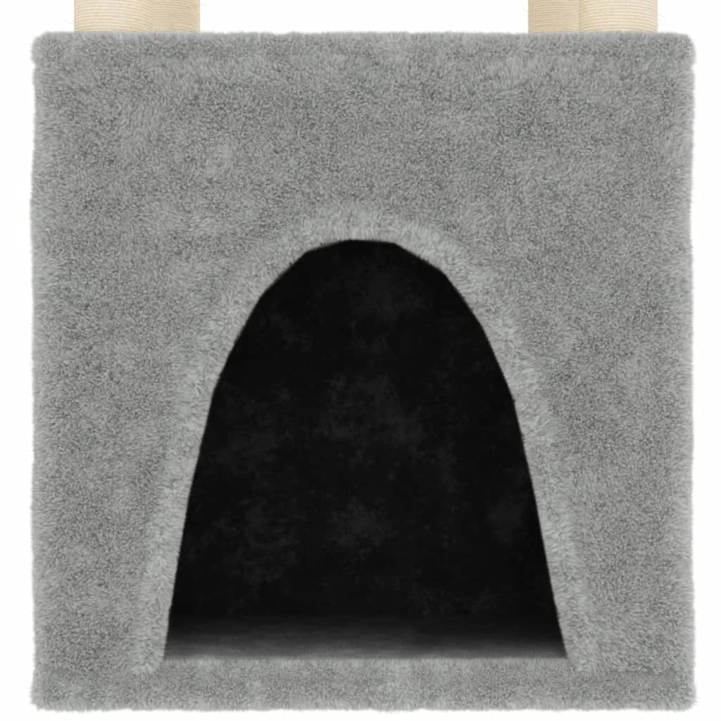 Tiragraffi per gatti torre per arrampicata giocattolo piattaforma per arrampicata con tiragraffi in sisal leggero 147 cm grigio 02_0022571