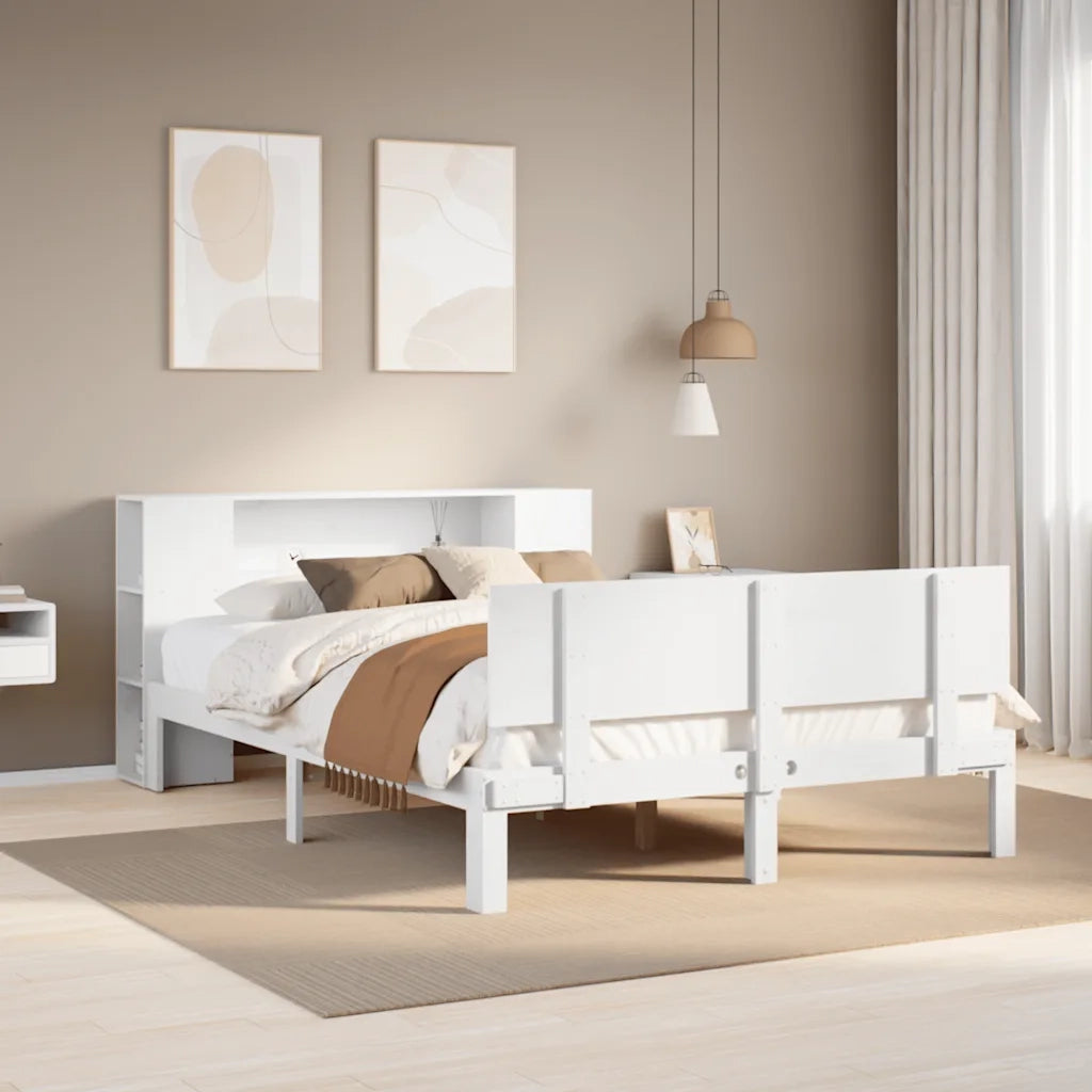 Letto Libreria senza Materasso Bianco 140x190 cm Legno di Pino 3322629