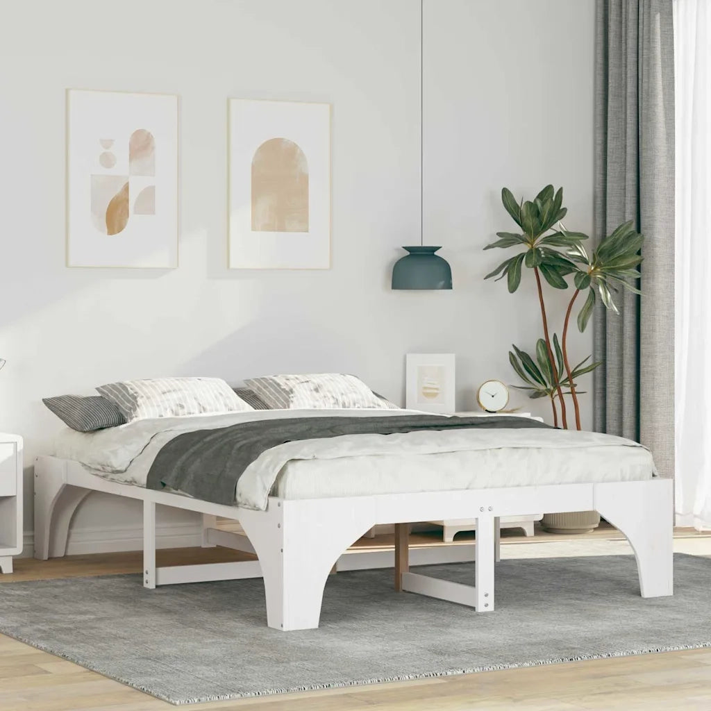 Struttura del letto-Giroletto-Rete del Letto Bianco 150 x 200 cm Pino massello 378828
