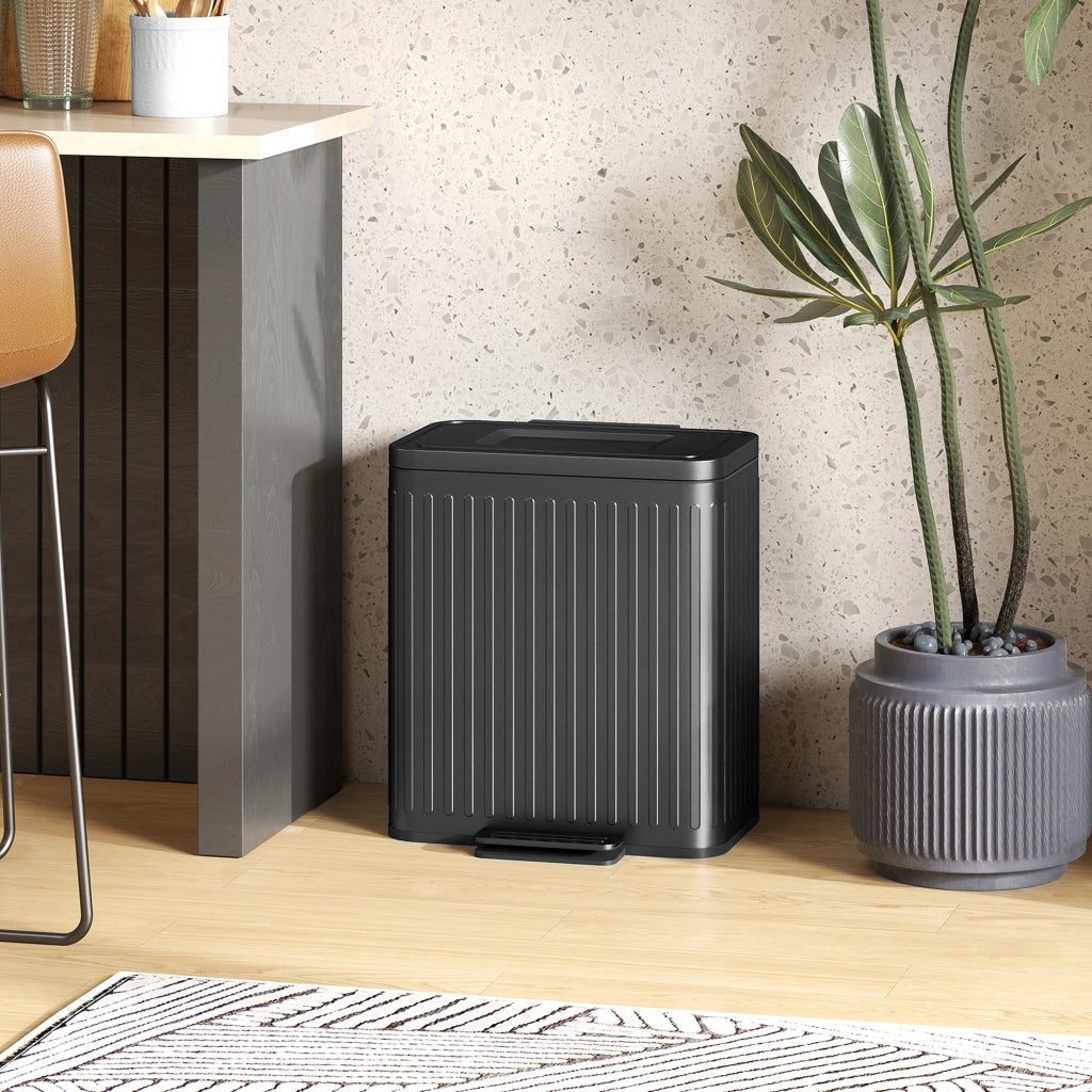 Cestino per la raccolta differenziata ¨C zephmum ¨C 2x20L, pedale, plastica e metallo, nero