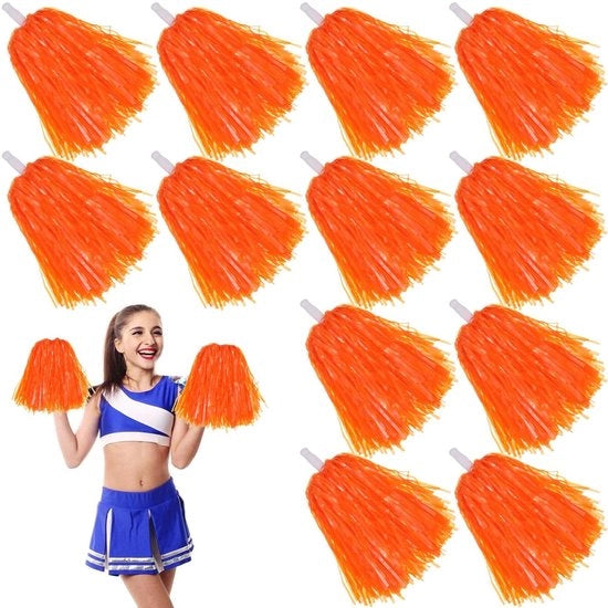 Pomponi di Cheerleading 12 pezzi - Pomponi Sportivi - Decorazioni a Pomponi - Pomponi della Squadra di Cheerleader - Effetti Glitter - Materiale PET di Alta Qualità