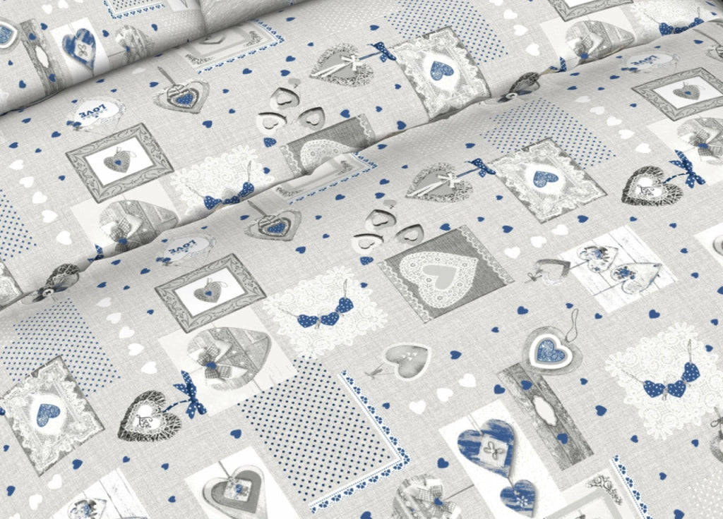 Completo Lenzuola Letto 100% Cotone Made Italy Disegni Invernali Natalizi C.N - 1 Piazza - Shabby Grigio