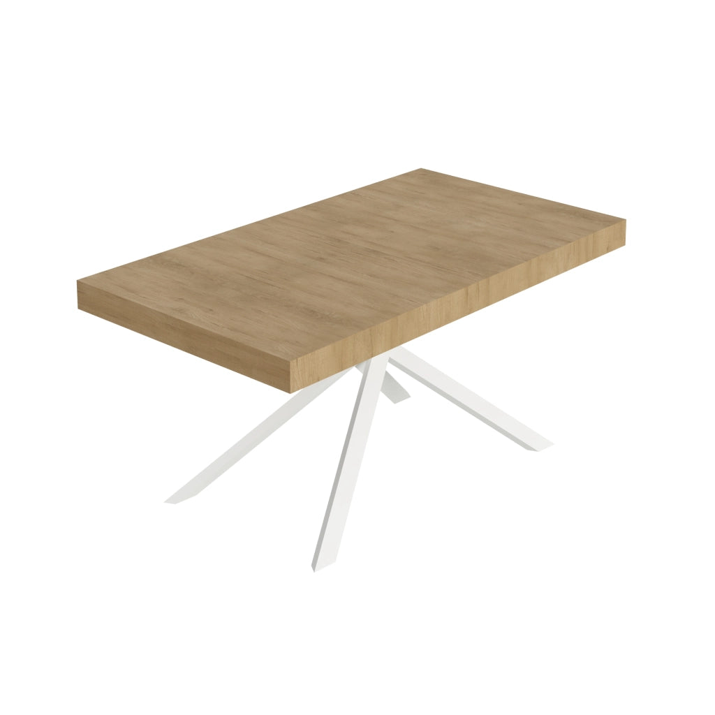 Tavolo allungabile 160/264x90 cm Niket quercia natura gambe bianche