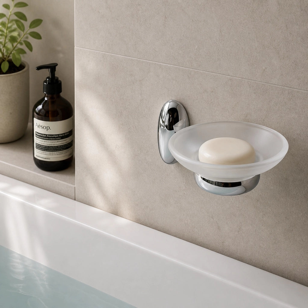 Set Accessori Bagno 6 Pezzi Cromato Vetro Satinato Completo Arredo Bagno 52918