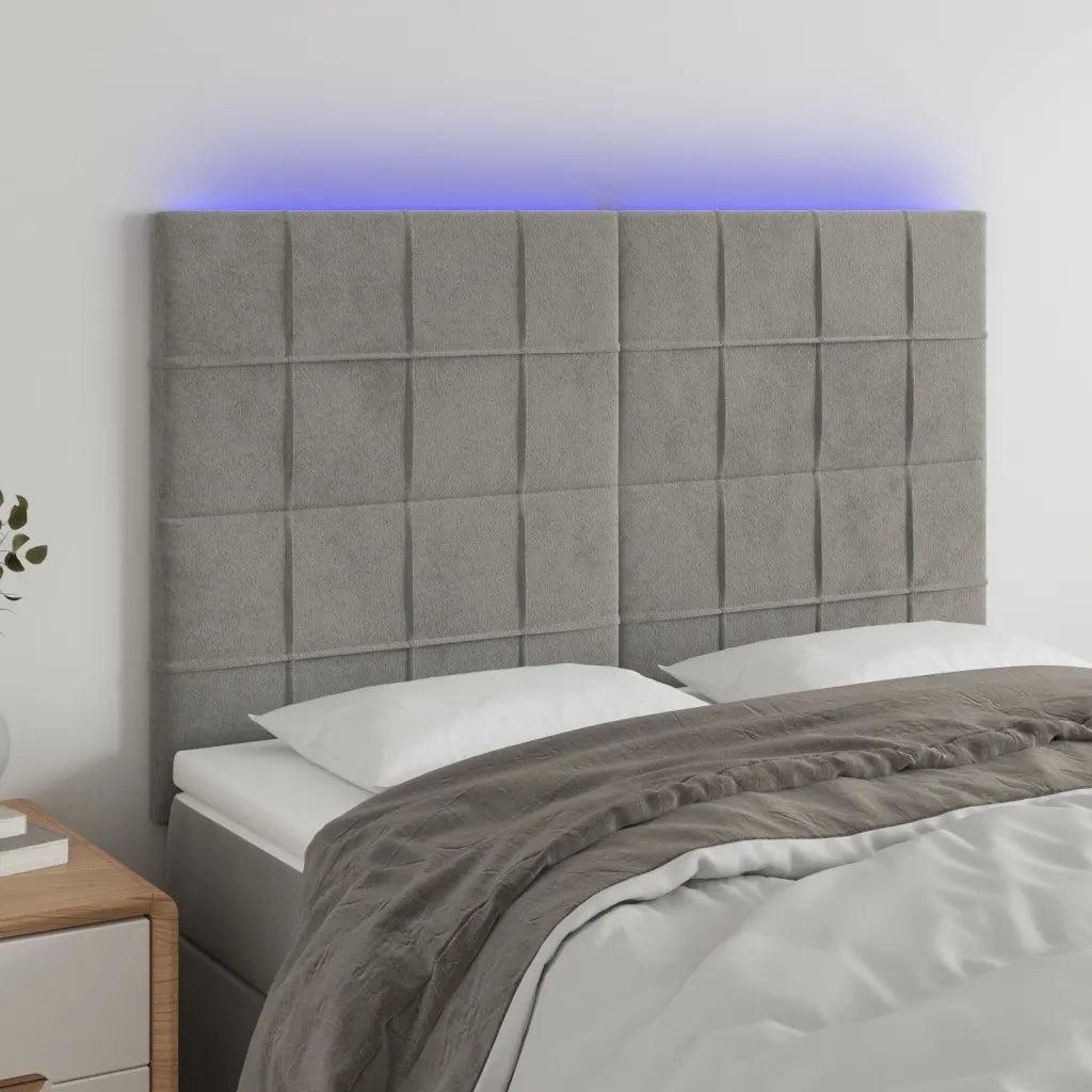 Testiera | Testata a LED Grigio Chiaro 144x5x118/128 cm in Velluto