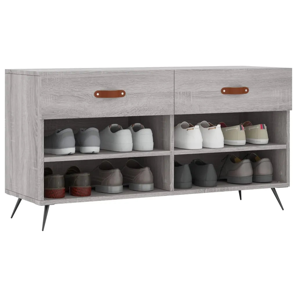 Panca Porta Scarpe | Scarpiera | Mobile per scarpe Grigio Sonoma 102x35x55 cm Legno Multistrato