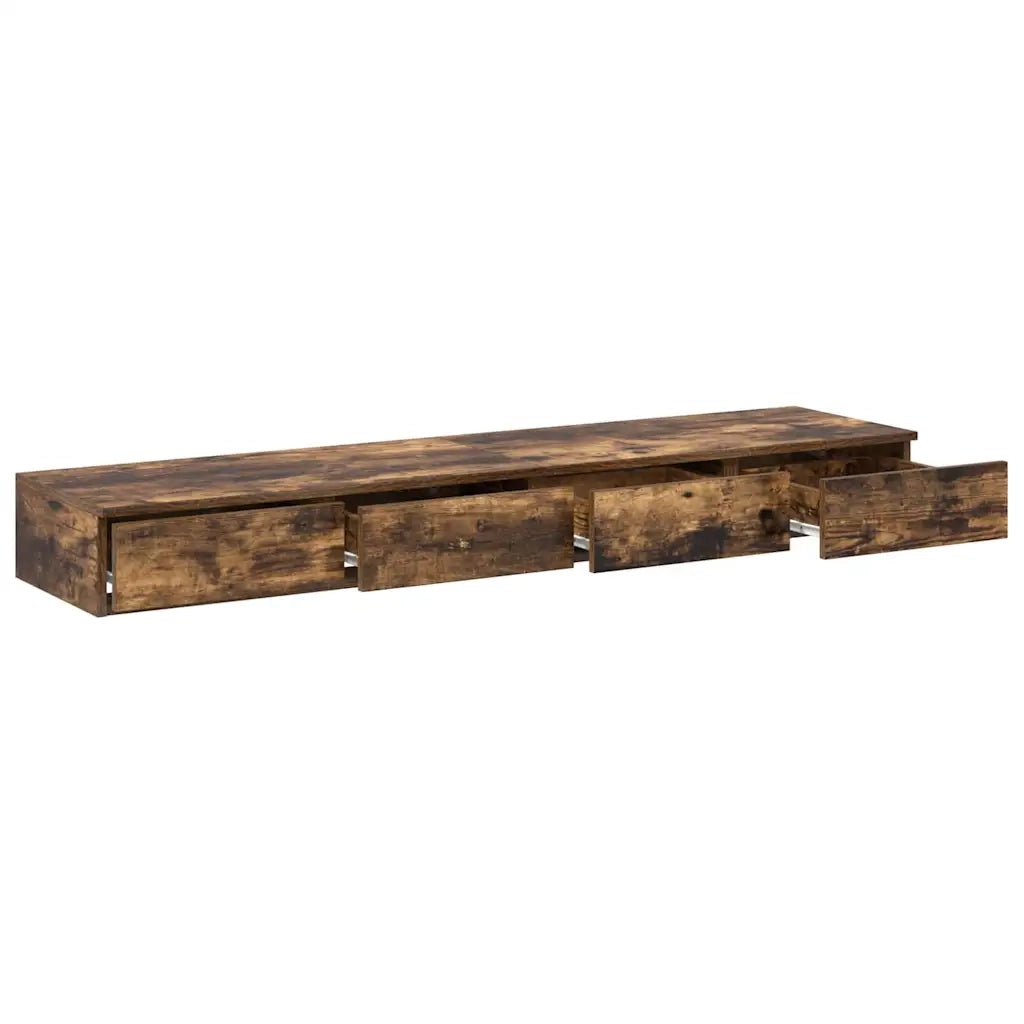 Cassetti per letto | Comodino | Armadio da Notte | Mobiletto da notte Rovere fum¨¦ 150 x 36,5 x 16,5 cm
