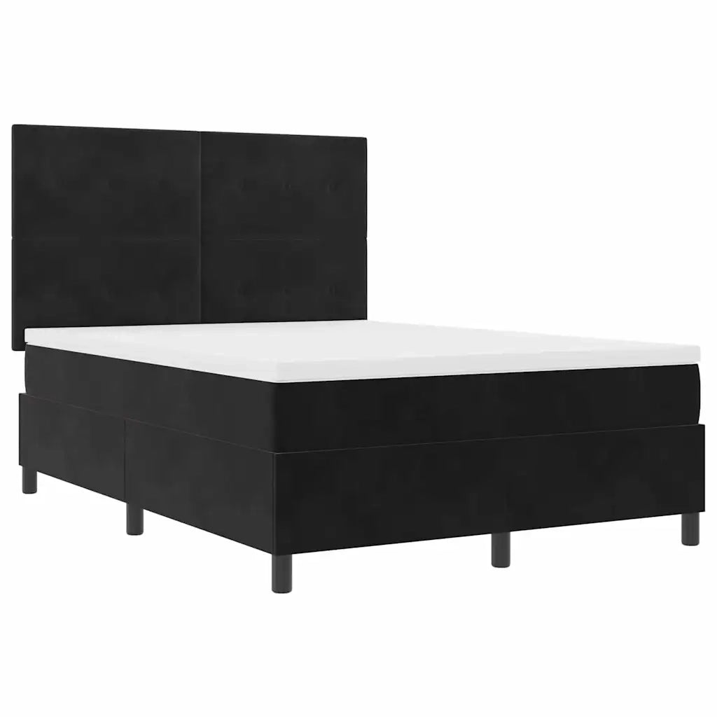 Letto a Sorgente LED con materasso Nero 160 x 200 cm Tessuto