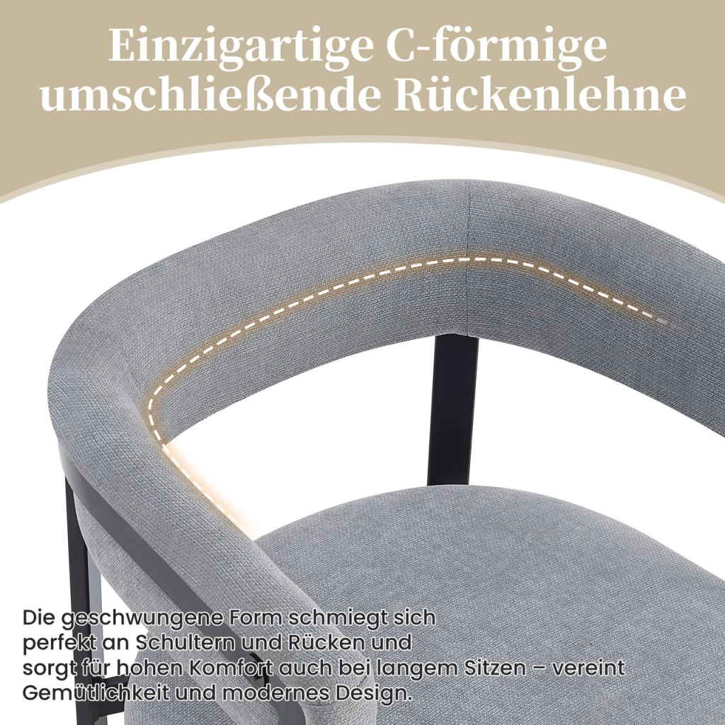Sedia da pranzo Set da 6 con Schienale Semicircolare e Design Ergonomico in Ciniglia Grigio