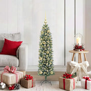 Albero di Natale Artificiale Sottile Verde e Bianco 120 cm 3395273