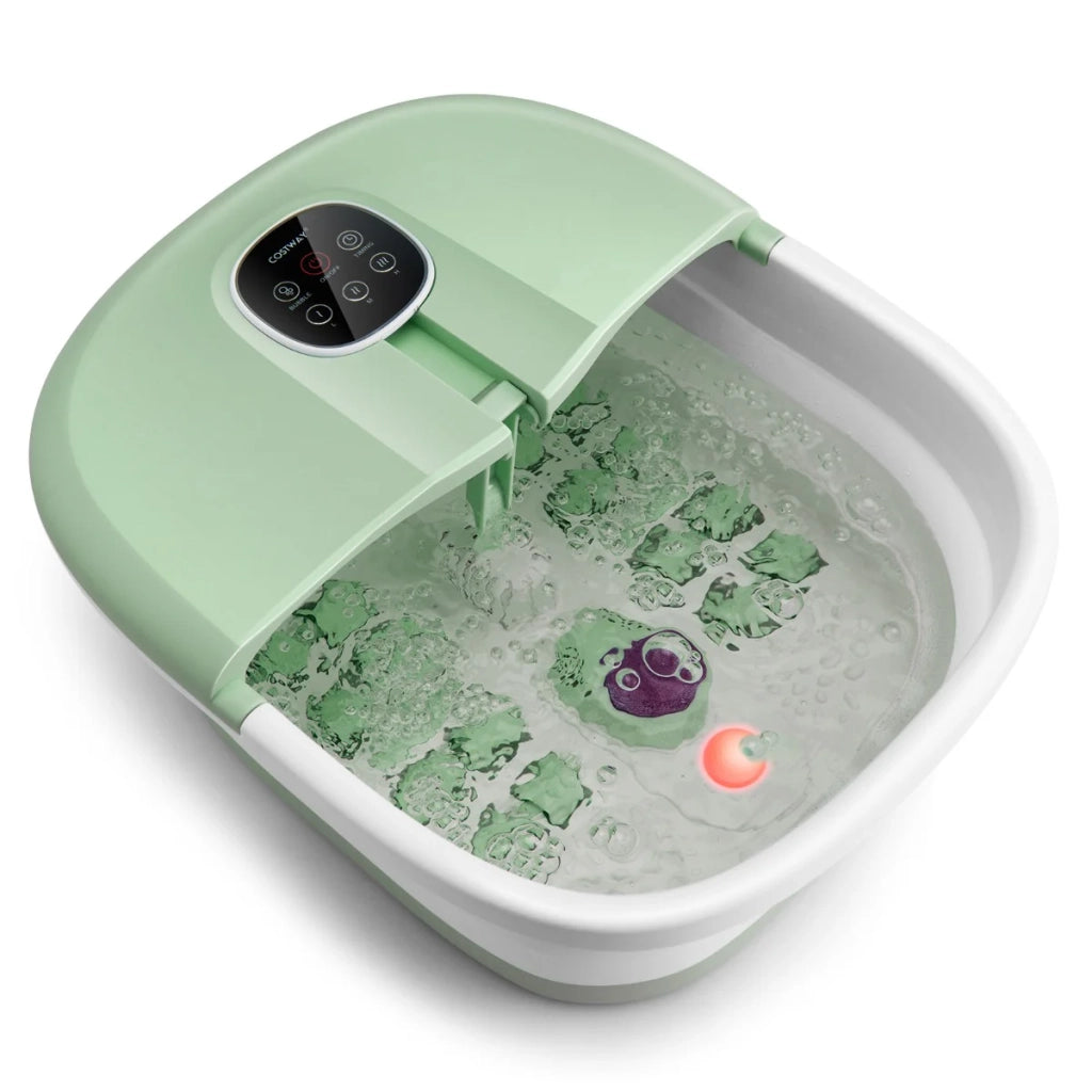 Massaggiatore per pediluvio pieghevole 33,5 x 41 x 20,5 cm riscaldato con bolle e shiatsu stile moderno plastica verde chiaro 20_0010500