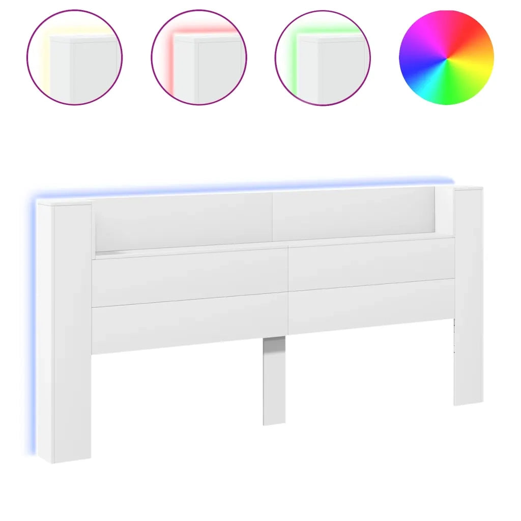Testiera | Testata con Contenitore a LED Bianca 220x16,5x103,5 cm