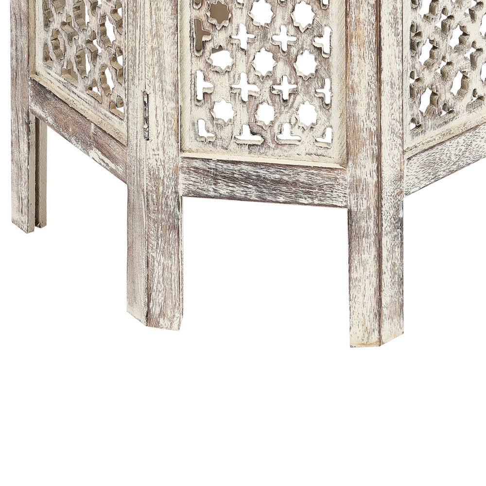 Tavolino in legno di mango chiaro Piano rotondo Base ottagonale 53 x 53 cm Design tradizionale