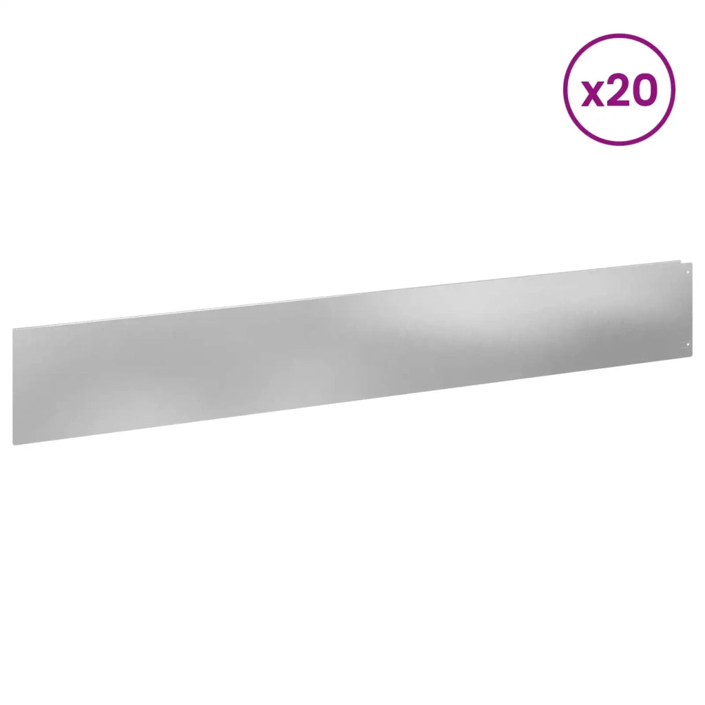 Bordura per Prato 20 pcs 100 x 15 cm Acciaio Argento 8008825