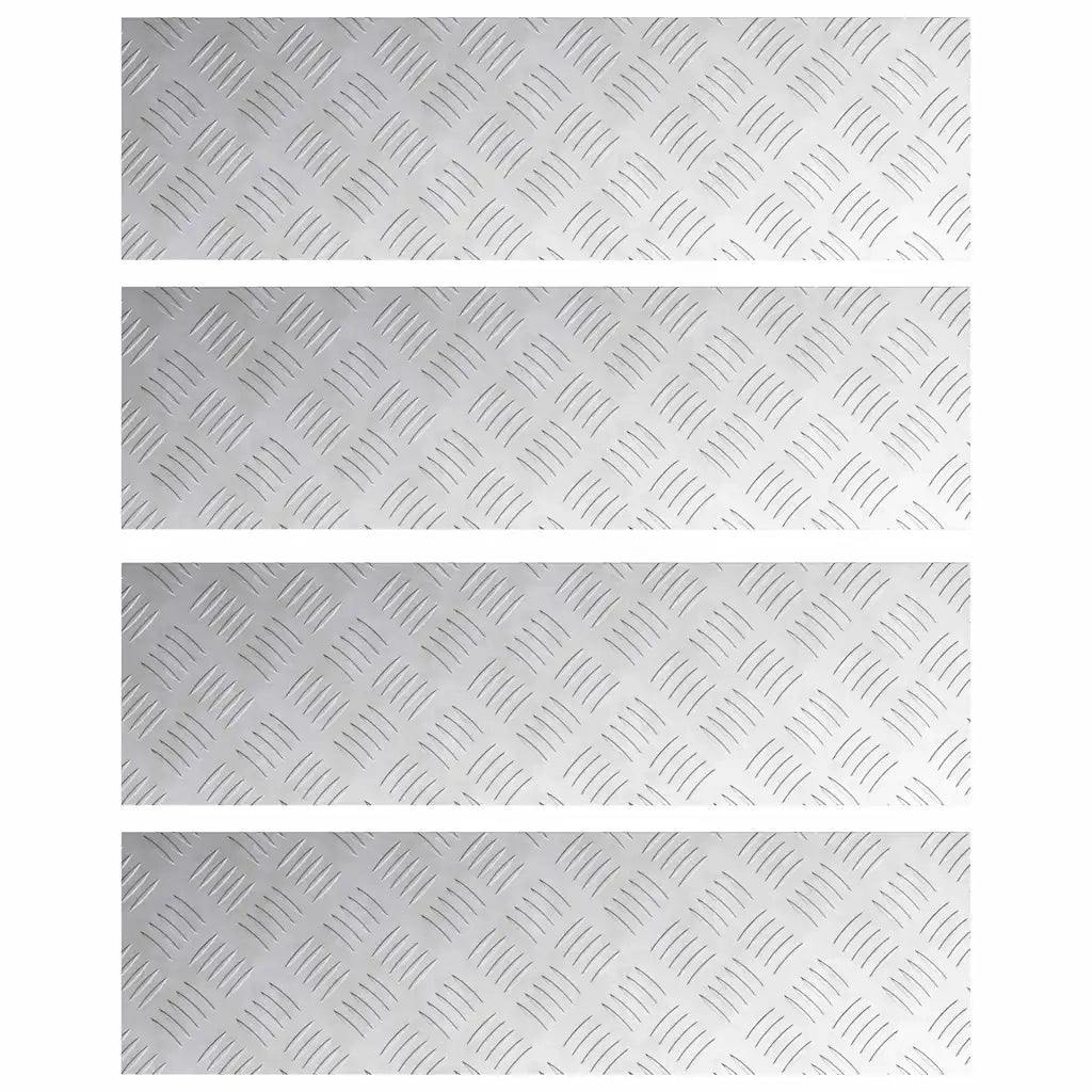 Gradini per Scale 4 pz | Tappetini per scale autoadesivi Argento 70 x 20 cm Alluminio