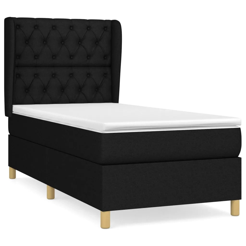Giroletto a Molle con Materasso-Struttura Letto Nero 80x200 cm inTessuto 176702