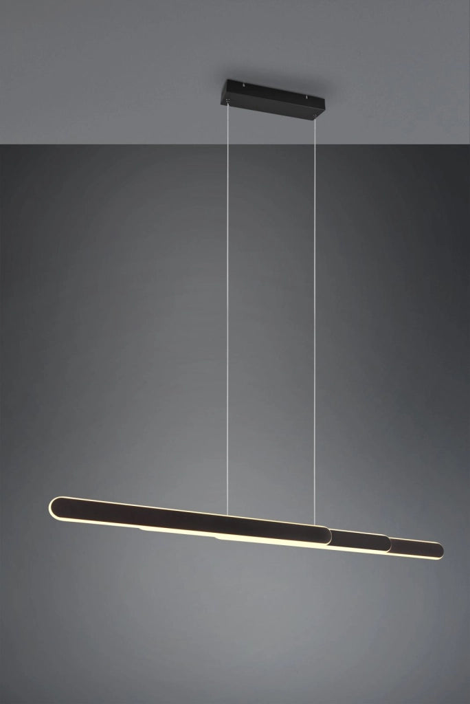 HELIOS SOSPENSIONE LED 48W 5800lm, 2700 - 6500K NERO REGOLABILE IN ALTEZZA E LARGHEZZA A BI-EMISSIONE CON REGOLAZIONE TEMPERATURA DI COLORE DEL LED TOUCH L. 130CM