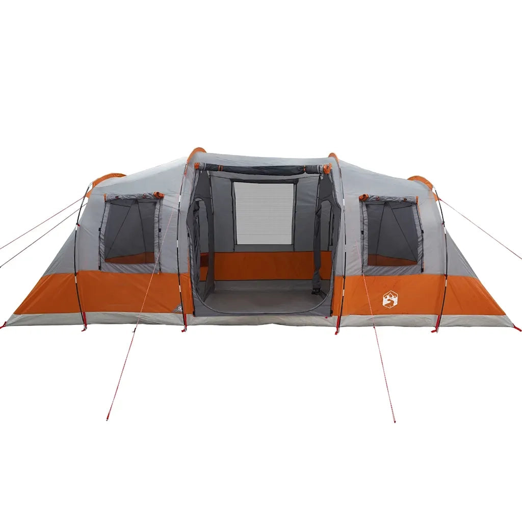 Tenda da Campeggio | Tenda Familiare a Tunnel per 4 Persone Grigio e Arancione