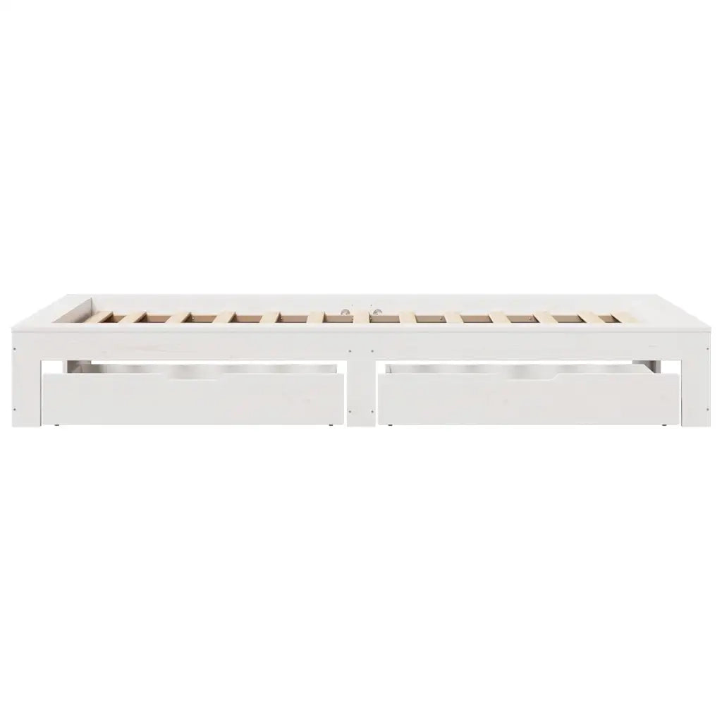 Giroletto senza Materasso Bianco 100x200 cm Legno Massello Pino