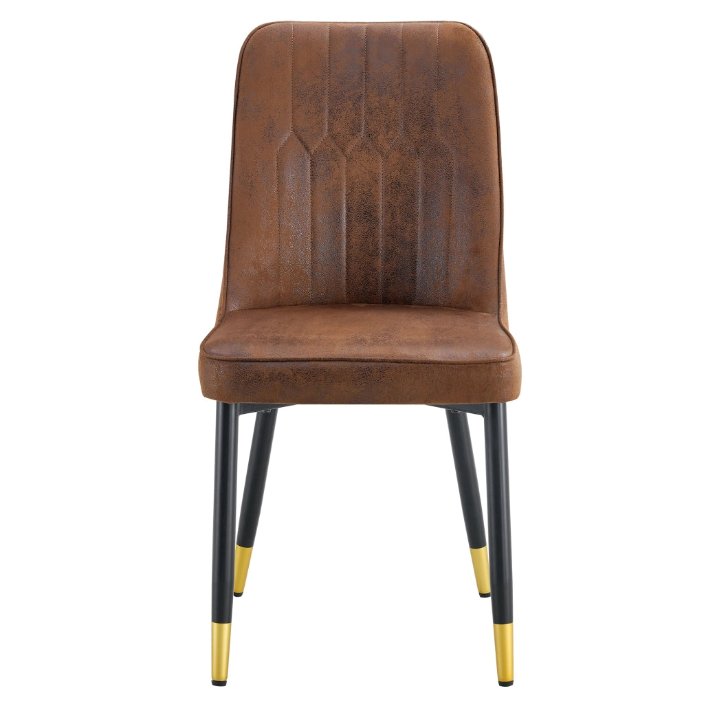 Set di 2 sedie da pranzo moderne in tessuto tech marrone con gambe in metallo nero